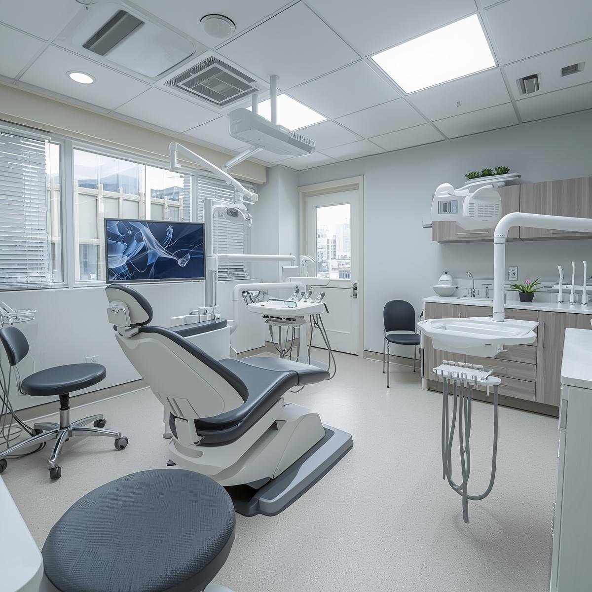 診療室の様子を写した、総合歯科の設備をイメージする実写風写真（人物なし）