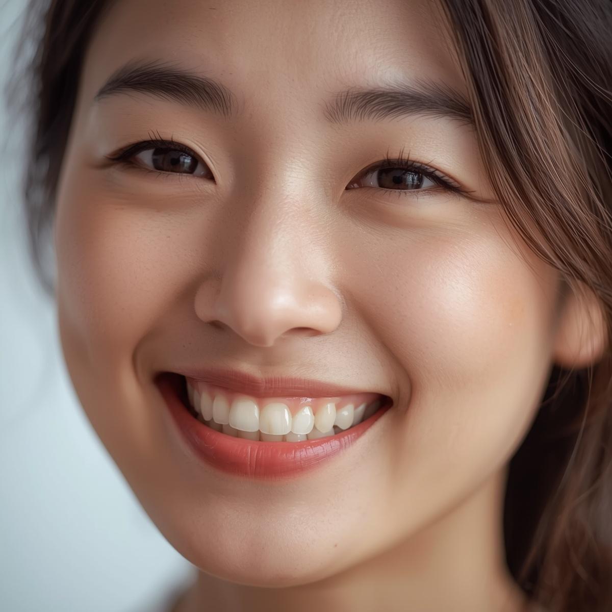 整った歯並びで笑うアジア人女性