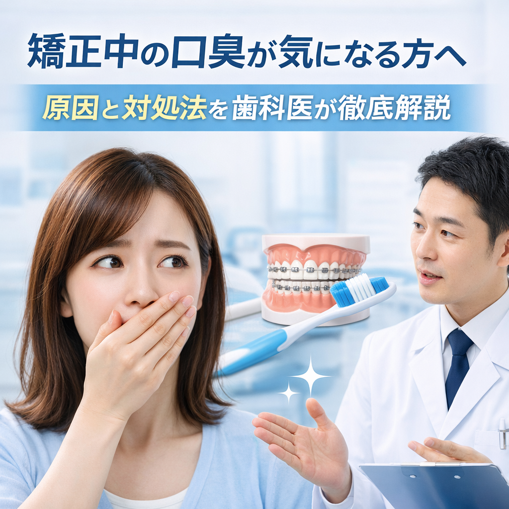 矯正中の口臭対策と清潔な口元（文字入り）