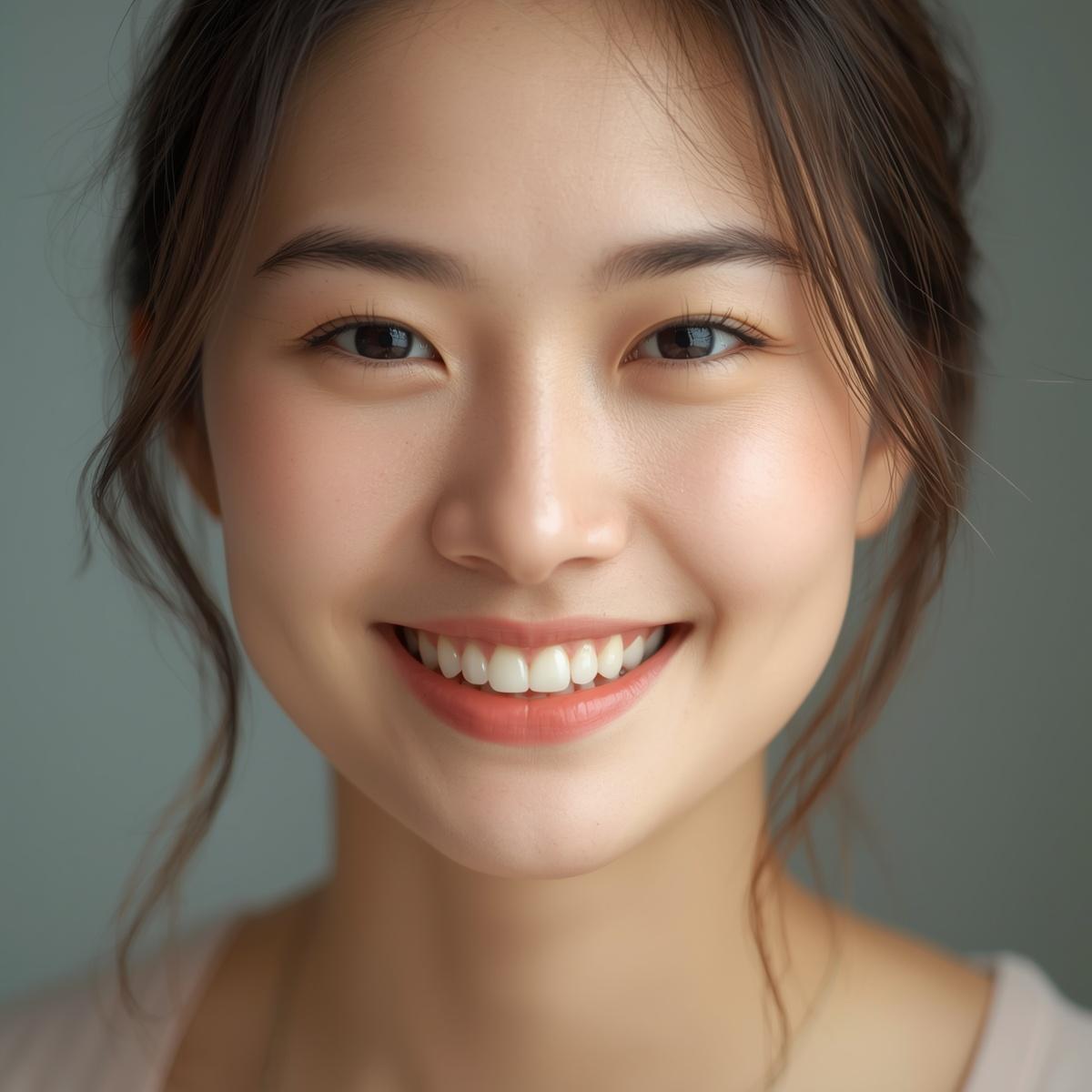 歯並びが整い笑顔のアジア人女性３