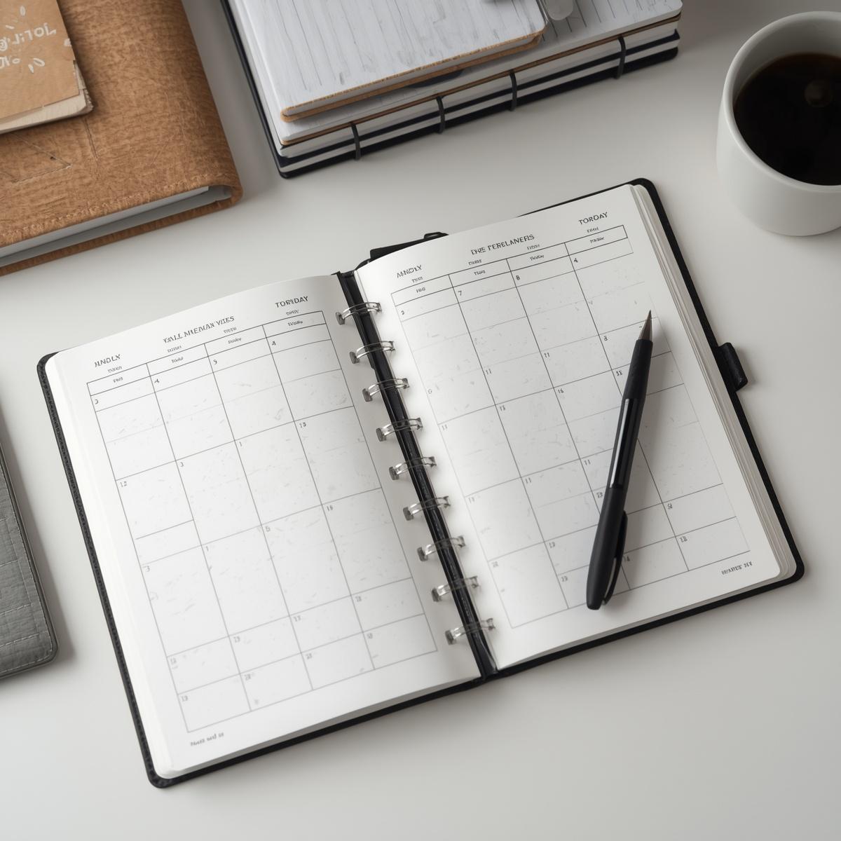 通院スケジュールの手帳とペン